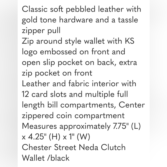 Kate Spade Black Chester Pebbled Leather Tassel Zip Around Continental Wallet - Picture 13 of 13